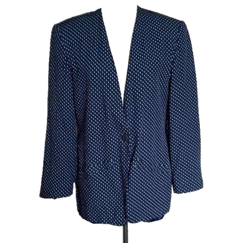 Vintage Pendleton Sophisticate Navy & White Polka Dot Lightweight Blazer Size 10